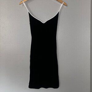 Medusa Black Mini Dress with White Piping - Small